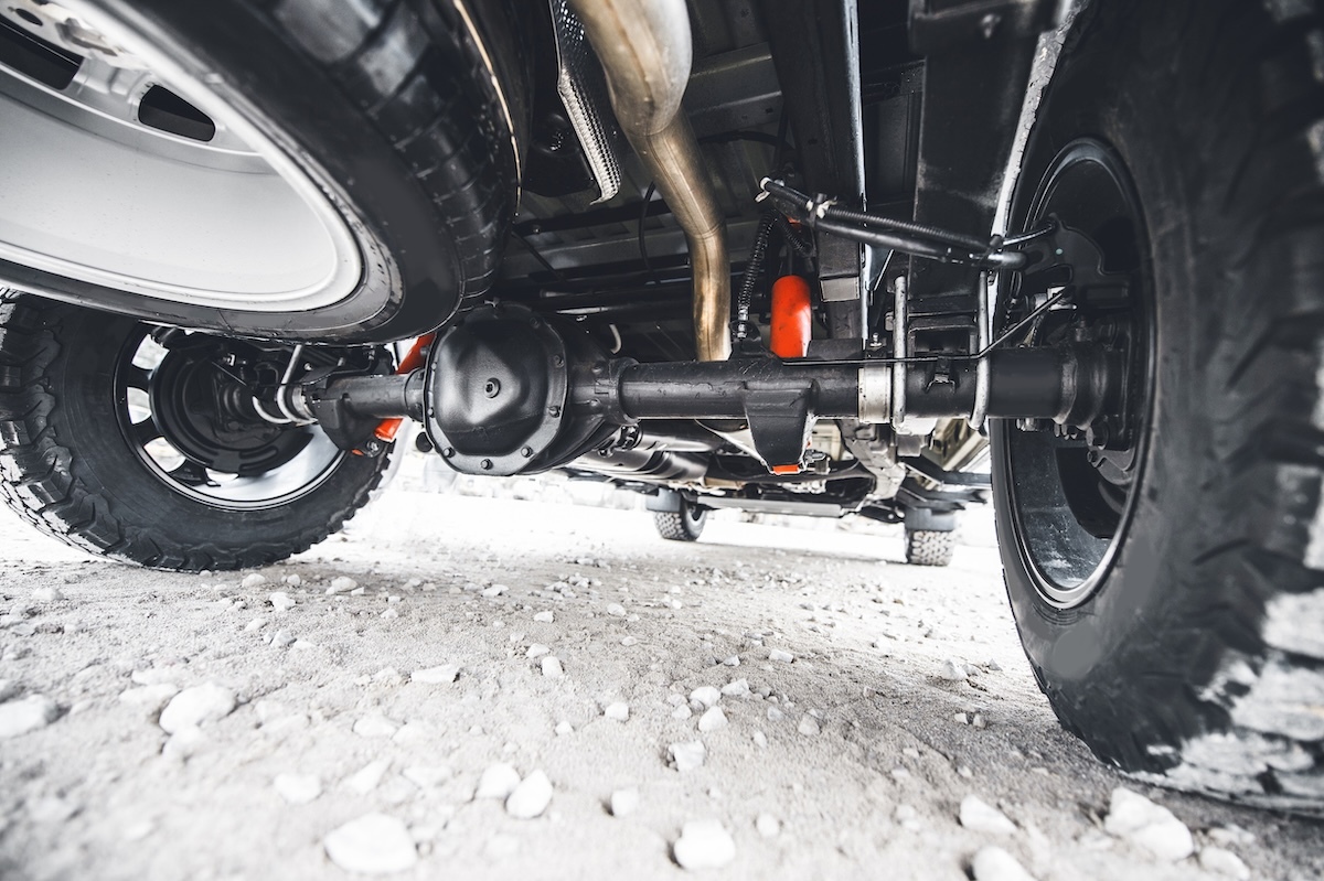 underside of truck with lift kit